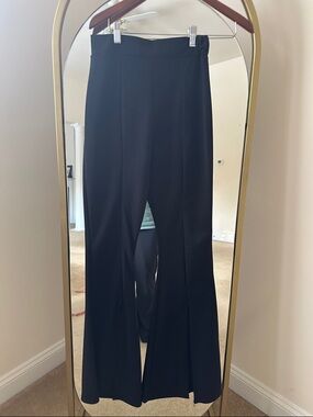PrettyLittleThing Black Wide-Leg Split Front Trousers